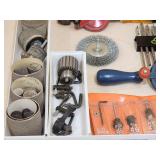 Large Assortment of Drill Press Accessories and Drill Bits