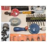 Large Assortment of Drill Press Accessories and Drill Bits