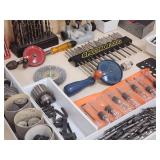 Large Assortment of Drill Press Accessories and Drill Bits