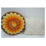 Vintage Crochet Throw Pillow & Silk Wedding Pillow