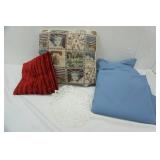 JCPenney Queen Percale fitted & flat sheet, Throw Pillows, & Doily