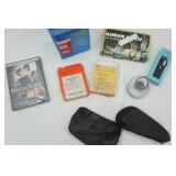 ReliOn Sharps Container, 8-track cleaner, camera strap, "Walk The Line" DVD