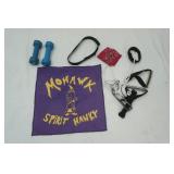 small weights, belts, and hankies