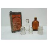 Vintage Galvanized Can, Vintage Glass Insulators & More