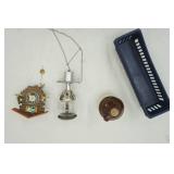 Mini Propane Lantern, Cuckoo Clock, and small jug