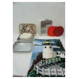 Cake Pans, Tupperware Container & Lighthouse Latch Hook