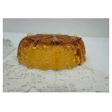 Vintage Fenton Amber Glass Bowl & Hobnail Butter Tray