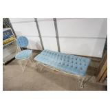 Vintage Tufted Upholstered Chair and Bench