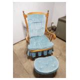 Vintage light blue chair and ottoman
