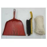 Vintage Dustpan & Brush & cheese cloth