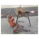Tractor Seat, Milk Can and Stone Sharpener