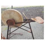Tractor Seat, Milk Can and Stone Sharpener