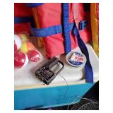 Outdoor Lot of Life Vests, Fishing Gear Coleman Cooler and more