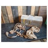 Vintage Tool Box Pulley system and Rope
