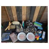 Misc lot of all kinds of things,  Handcuffs, Vintage Rotary desk Phone, and more