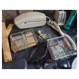 Misc lot of all kinds of things,  Handcuffs, Vintage Rotary desk Phone, and more