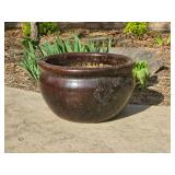 Large Brown Glazed Terracotta Planter