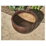 Large Brown Glazed Terracotta Planter