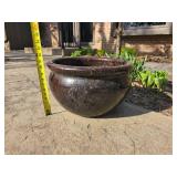 Large Brown Glazed Terracotta Planter