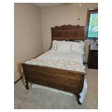 Three Quarter Victorian Bed With Spoon Carved Detail