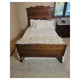 Three Quarter Victorian Bed With Spoon Carved Detail