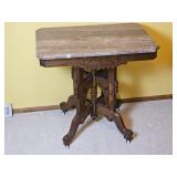 Spoon Carved East Lake Parlor Table with Stone Top