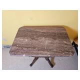 Spoon Carved East Lake Parlor Table with Stone Top