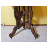 Spoon Carved East Lake Parlor Table with Stone Top