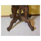 Spoon Carved East Lake Parlor Table with Stone Top