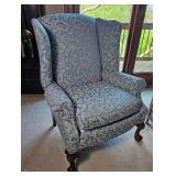 Pawfoot Blue Brocade Conover Wing Back Chair