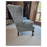 Pawfoot Blue Brocade Conover Wing Back Chair