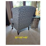 Pawfoot Blue Brocade Conover Wing Back Chair