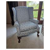 Pawfoot Blue Brocade Conover Wing Back Chair