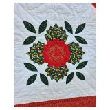 Large Vintage Quilt Featuring Lancaster Rose Pattern