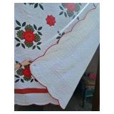 Large Vintage Quilt Featuring Lancaster Rose Pattern