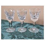 Three Lismore Cordial Glasses Waterford Crystal