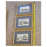 English Horse Racing Print Series in Gilt Frames
