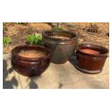 Earthy Glazed Terra Cotta Planter Set - (3)