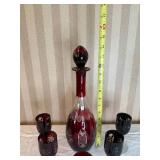 Elegant Vintage Czech Glass Apertif Set with Decanter
