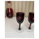 Elegant Vintage Czech Glass Apertif Set with Decanter