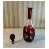 Elegant Vintage Czech Glass Apertif Set with Decanter