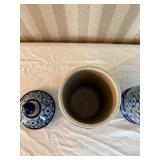 Brilliant Vintage Handpainted Earthenware Canister Pair