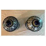 Brilliant Vintage Handpainted Earthenware Canister Pair