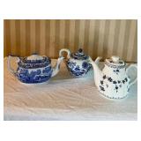 Charming Vintage Blue Floral Teapot Set - Spode - Royal Daulton - (3)