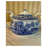 Charming Vintage Blue Floral Teapot Set - Spode - Royal Daulton - (3)