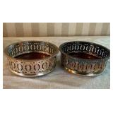 Fancy Silver Plate Wine Coaster Set - (4)