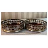 Fancy Silver Plate Wine Coaster Set - (4)
