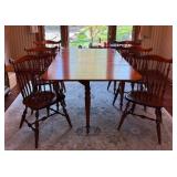Stunning American Farmhouse Dining Table with Handcrafted Windsor Chairs