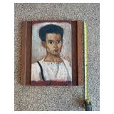 Folk Art Peasant Boy on Wood