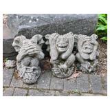 Awesome See-No-Evil Concrete Gargoyle Set - (3)